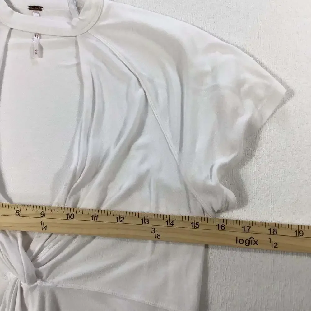 Free People Twist Front Choker Neck Top White XS boho festival chic